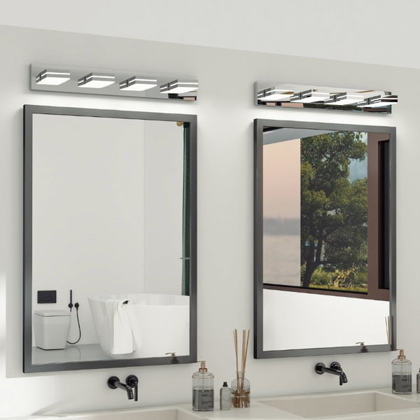 English Elm Modern Chrome Four Head LED Vanity Bar Light for Bathroom Mirror and Makeup Areas W1340P328824