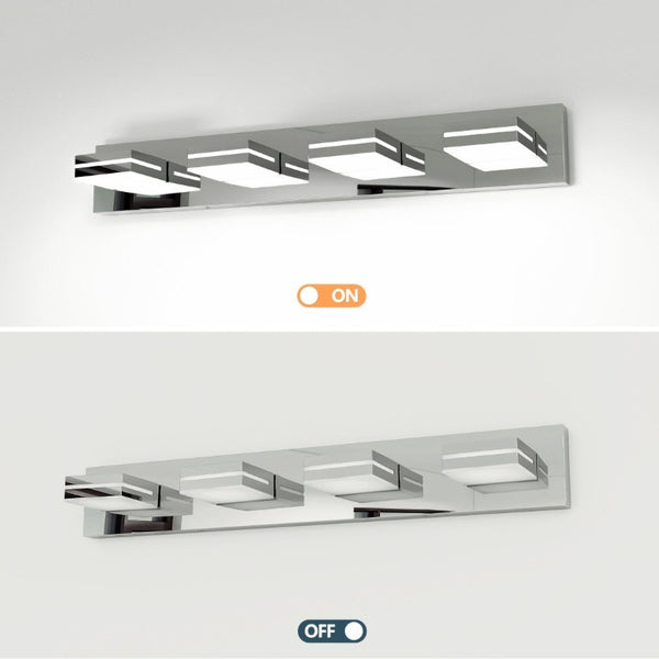 English Elm Modern Chrome Four Head LED Vanity Bar Light for Bathroom Mirror and Makeup Areas W1340P328824