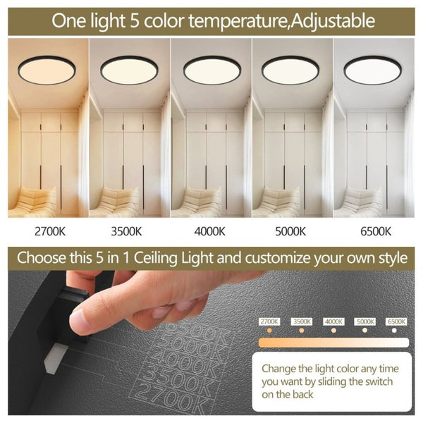 English Elm 4Pack Matte Black Dimmable LED Flush Mount Ceiling Lights 32W 3520Lm 5 Tone W1340P332599