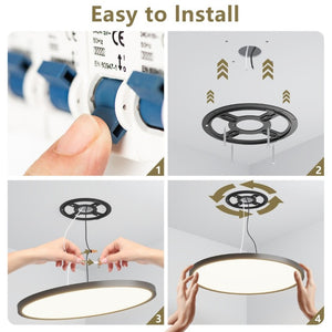 English Elm 4Pack Matte Black Dimmable LED Flush Mount Ceiling Lights 32W 3520Lm 5 Tone W1340P332599