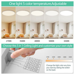 English Elm 16Inch Dimmable Flush Mount LED Ceiling Light 32W 5CCT Selectable for Any Room W1340P332600