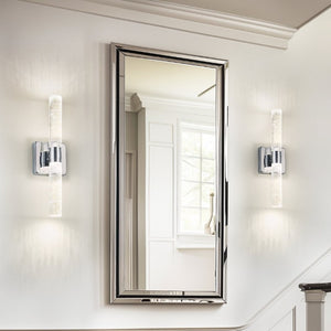 English Elm Same Chrome Dual Light Sconce with Bubble Crystal Tubes for Bathroom or Hallway Walls W1340P339584