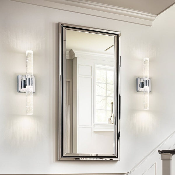 English Elm Same Chrome Dual Light Sconce with Bubble Crystal Tubes for Bathroom or Hallway Walls W1340P339584