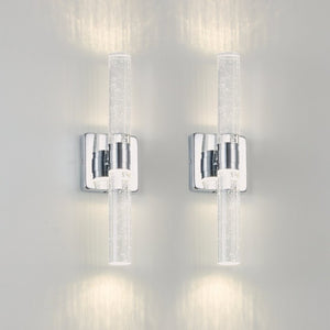 English Elm Same Chrome Dual Light Sconce with Bubble Crystal Tubes for Bathroom or Hallway Walls W1340P339584