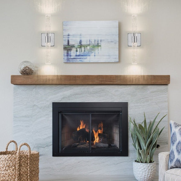 English Elm Same Chrome Dual Light Sconce with Bubble Crystal Tubes for Bathroom or Hallway Walls W1340P339584