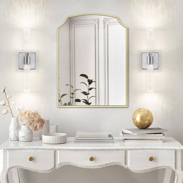 English Elm Same Chrome Dual Light Sconce with Bubble Crystal Tubes for Bathroom or Hallway Walls W1340P339584