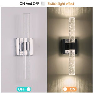 English Elm Same Chrome Dual Light Sconce with Bubble Crystal Tubes for Bathroom or Hallway Walls W1340P339584