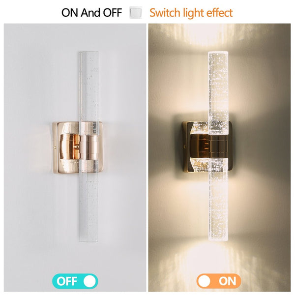 English Elm (same Gold Plated Crystal Bubble 2-light Wall Sconce for Bathroom Bedroom Hallway Glam W1340P339585