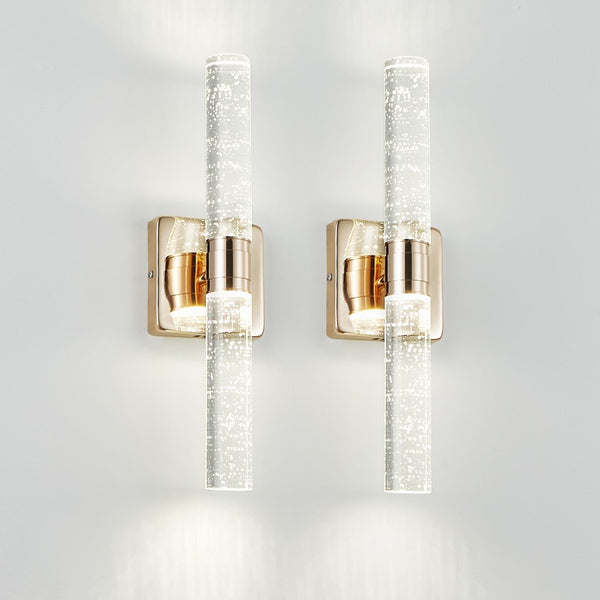 English Elm (same Gold Plated Crystal Bubble 2-light Wall Sconce for Bathroom Bedroom Hallway Glam W1340P339585