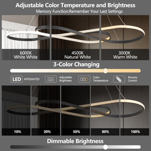 English Elm Same Infinity Loop LED Pendant Matte Black Aluminum Dimmable Tunable Ceiling Light W1340P339833