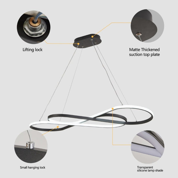 English Elm Same Infinity Loop LED Pendant Matte Black Aluminum Dimmable Tunable Ceiling Light W1340P339833