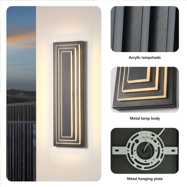 English Elm Wall Sconce Outdoor Matte Black Three Tier LED Hardwired Porch Entryway Light W1340P379241