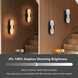 English Elm 13.8 Inch Marble Wall Sconces Set Matte Black Iron LED Vanity Lighting for Modern Interiors W1340P430905