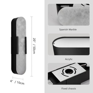 English Elm 19.7 Inch Alabaster Marble Wall Sconces Set of Two with Matte Black Iron Frame W1340P430907