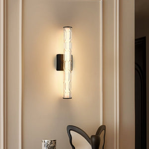 English Elm 19.7 Inch K9 Crystal Matte Black Wall Sconce Pair for Vanity and Hallway Decor W1340P430909