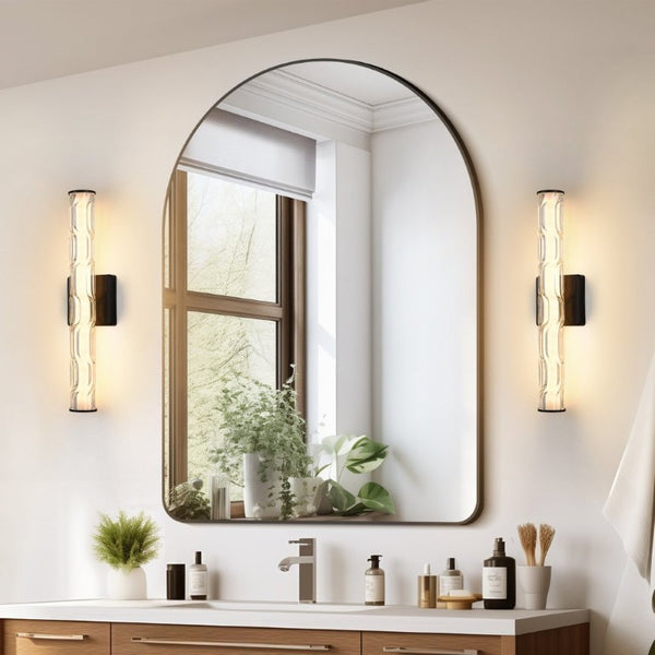 English Elm 19.7 Inch K9 Crystal Matte Black Wall Sconce Pair for Vanity and Hallway Decor W1340P430909