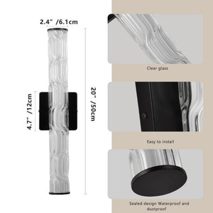 English Elm 19.7 Inch K9 Crystal Matte Black Wall Sconce Pair for Vanity and Hallway Decor W1340P430909