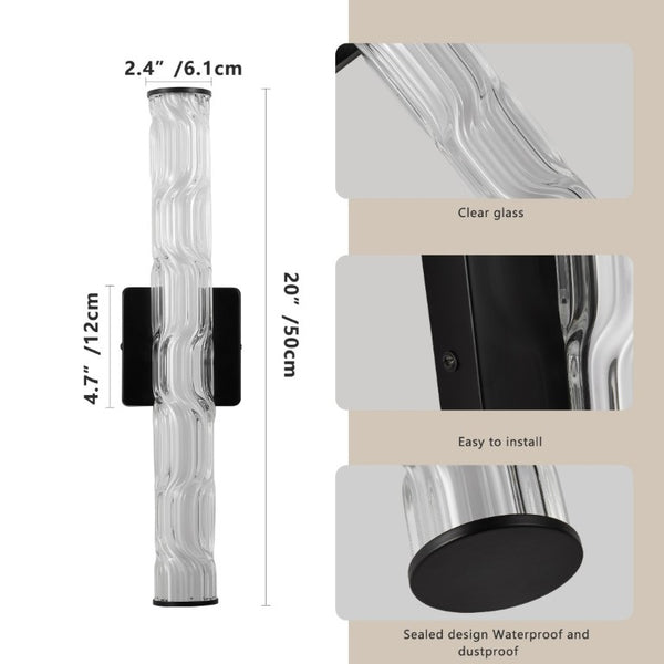 English Elm 19.7 Inch K9 Crystal Matte Black Wall Sconce Pair for Vanity and Hallway Decor W1340P430909