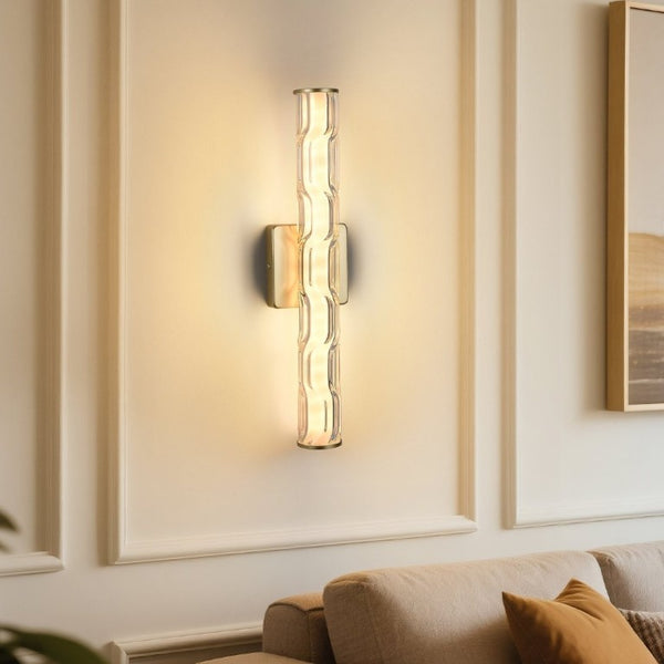 English Elm 19.7 Inch Gold Iron K9 Crystal LED Wall Sconces Set of 2 for Vanity or Hallway W1340P430910