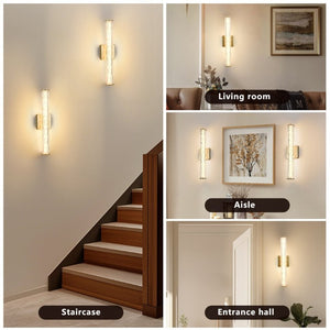 English Elm 19.7 Inch Gold Iron K9 Crystal LED Wall Sconces Set of 2 for Vanity or Hallway W1340P430910