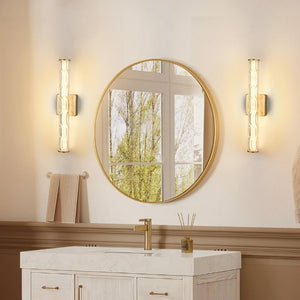 English Elm 19.7 Inch Gold Iron K9 Crystal LED Wall Sconces Set of 2 for Vanity or Hallway W1340P430910