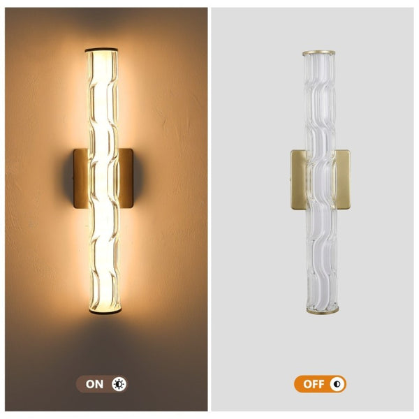 English Elm 19.7 Inch Gold Iron K9 Crystal LED Wall Sconces Set of 2 for Vanity or Hallway W1340P430910