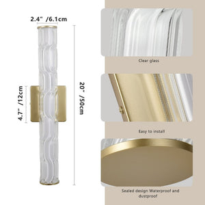 English Elm 19.7 Inch Gold Iron K9 Crystal LED Wall Sconces Set of 2 for Vanity or Hallway W1340P430910