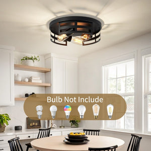 English Elm 13 Inch Matte Black Three Light Flush Mount Farmhouse Ceiling Fixture Set of Two W1340P437372