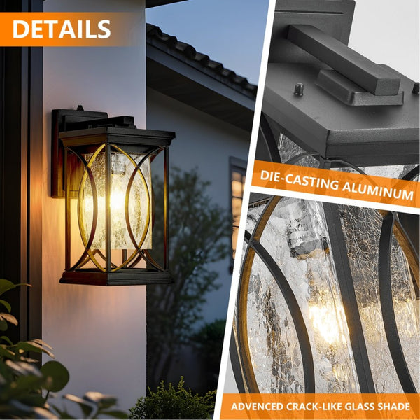 English Elm Oil Rubbed Bronze Outdoor Wall Sconce Ip65 Aluminum Crack Glass Dusk to Dawn W1340P454693