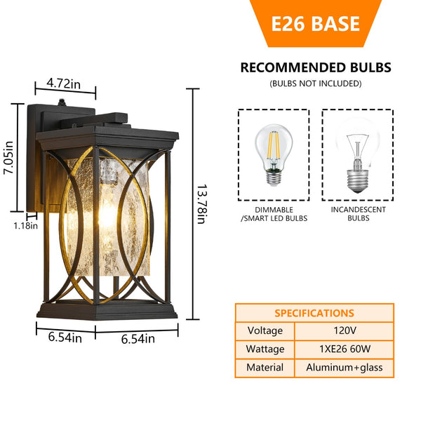 English Elm Oil Rubbed Bronze Outdoor Wall Sconce Ip65 Aluminum Crack Glass Dusk to Dawn W1340P454693
