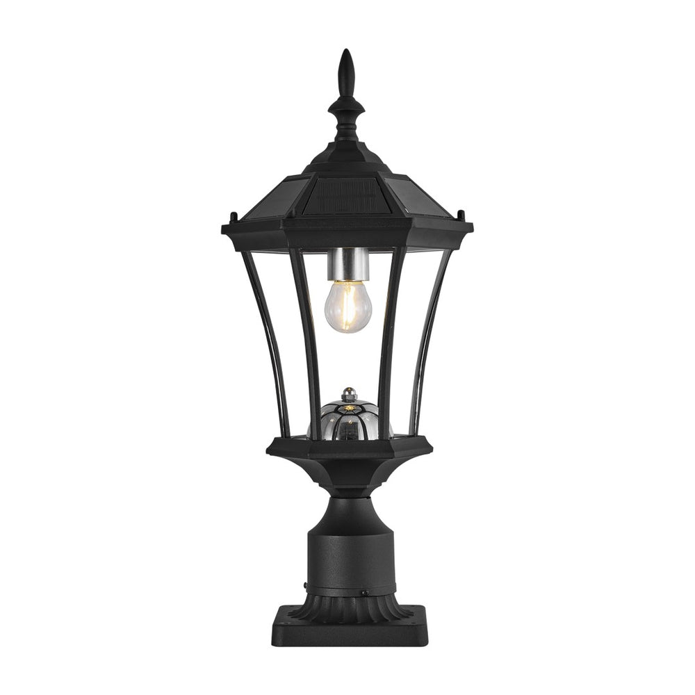 English Elm Solar Lantern Post Light Retro Glass Panel Aluminum Fixture for Garden Patio Yard W1340P454696