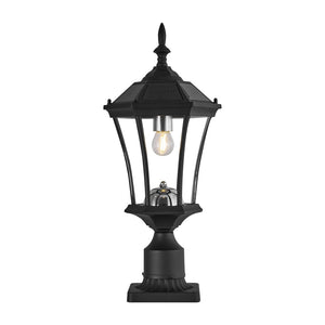 English Elm Solar Lantern Post Light Retro Glass Panel Aluminum Fixture for Garden Patio Yard W1340P454696