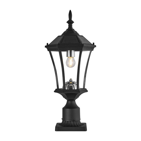 English Elm Solar Lantern Post Light Retro Glass Panel Aluminum Fixture for Garden Patio Yard W1340P454696
