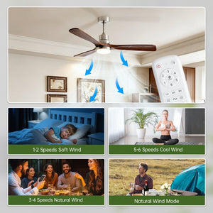 English Elm 52 Inch Walnut Blade Brushed Nickel Ceiling Fan with Remote DC Motor Indoor Outdoor W1340P461550