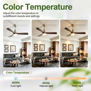 English Elm 52 Inch Walnut Blade Brushed Nickel Ceiling Fan with Remote DC Motor Indoor Outdoor W1340P461550