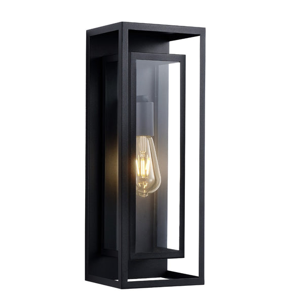 English Elm 2 Pack Large Matte Black Exterior Wall Sconces with Clear Glass for Porch Entryway W1340P505862