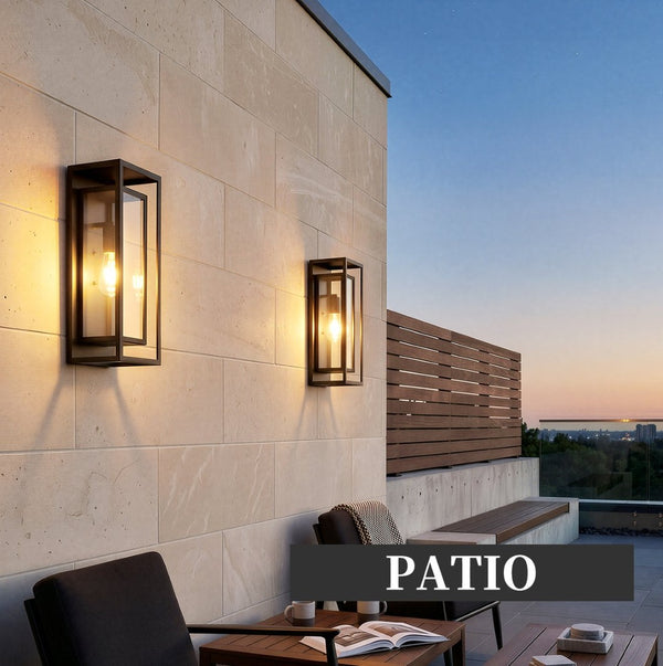 English Elm 2 Pack Large Matte Black Exterior Wall Sconces with Clear Glass for Porch Entryway W1340P505862