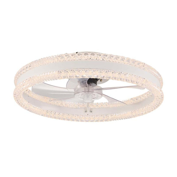 English Elm 20 Inch Double Ring Flush Mount Fan Dimmable LED Acrylic Blades Silent Bedroom White W1340P506175