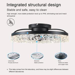 English Elm 20 Inch Flush Mount LED Ceiling Fan Matte Black Dimmable Light for Small Rooms W1340P508613
