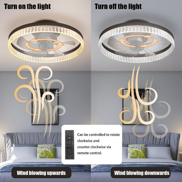 English Elm Dc Motor Round Ceiling Fan with Dimmable LED Light Remote Timer Minimalist Matte Black W1340P508614