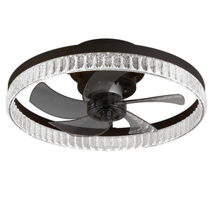 English Elm Dc Motor Round Ceiling Fan with Dimmable LED Light Remote Timer Minimalist Matte Black W1340P508614