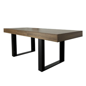 English Elm Rectangle Extendable Dining Table Seats Ten Aged Wood Top Black Frame Farmhouse W1347P186920