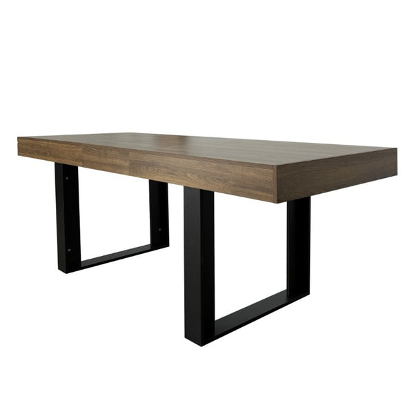 English Elm Rectangle Extendable Dining Table Seats Ten Aged Wood Top Black Frame Farmhouse W1347P186920