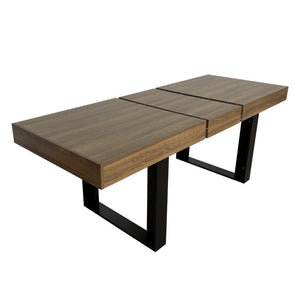 English Elm Rectangle Extendable Dining Table Seats Ten Aged Wood Top Black Frame Farmhouse W1347P186920
