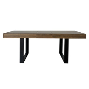 English Elm Rectangle Extendable Dining Table Seats Ten Aged Wood Top Black Frame Farmhouse W1347P186920