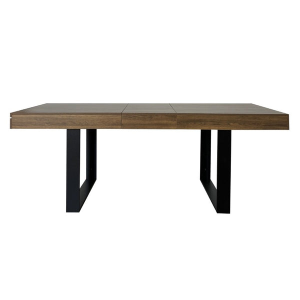 English Elm Rectangle Extendable Dining Table Seats Ten Aged Wood Top Black Frame Farmhouse W1347P186920