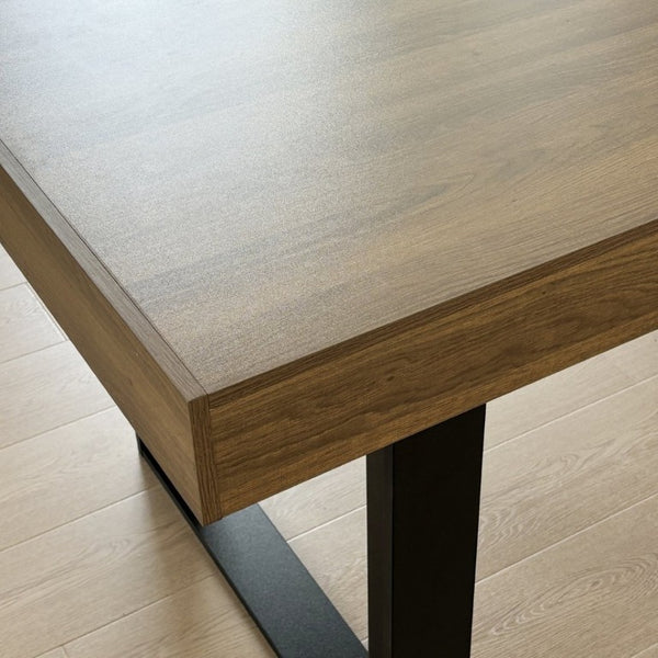 English Elm Rectangle Extendable Dining Table Seats Ten Aged Wood Top Black Frame Farmhouse W1347P186920