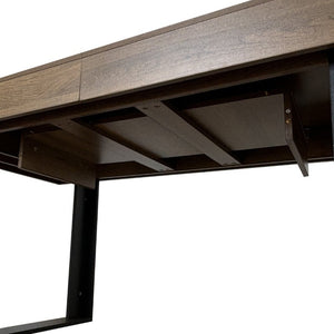 English Elm Rectangle Extendable Dining Table Seats Ten Aged Wood Top Black Frame Farmhouse W1347P186920