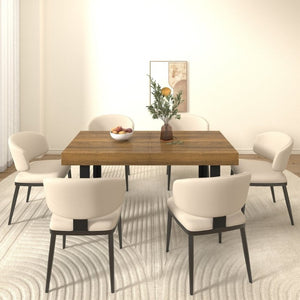 English Elm Rectangle Extendable Dining Table Seats Ten Aged Wood Top Black Frame Farmhouse W1347P186920