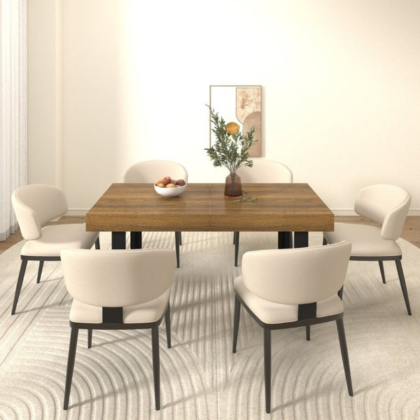 English Elm Rectangle Extendable Dining Table Seats Ten Aged Wood Top Black Frame Farmhouse W1347P186920